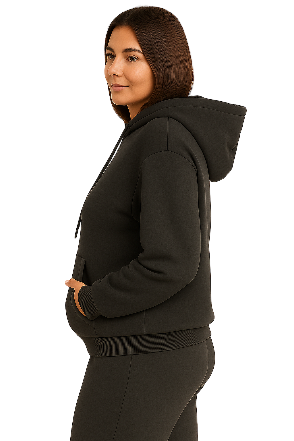 Czarna damska bluza z kapturem z kieszenią kangurką