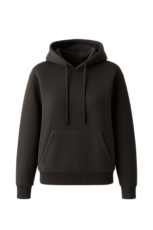 Czarna damska bluza z kapturem z kieszenią kangurką