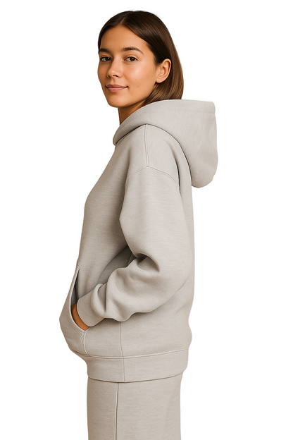 Szara bluza z kapturem o luźnym kroju