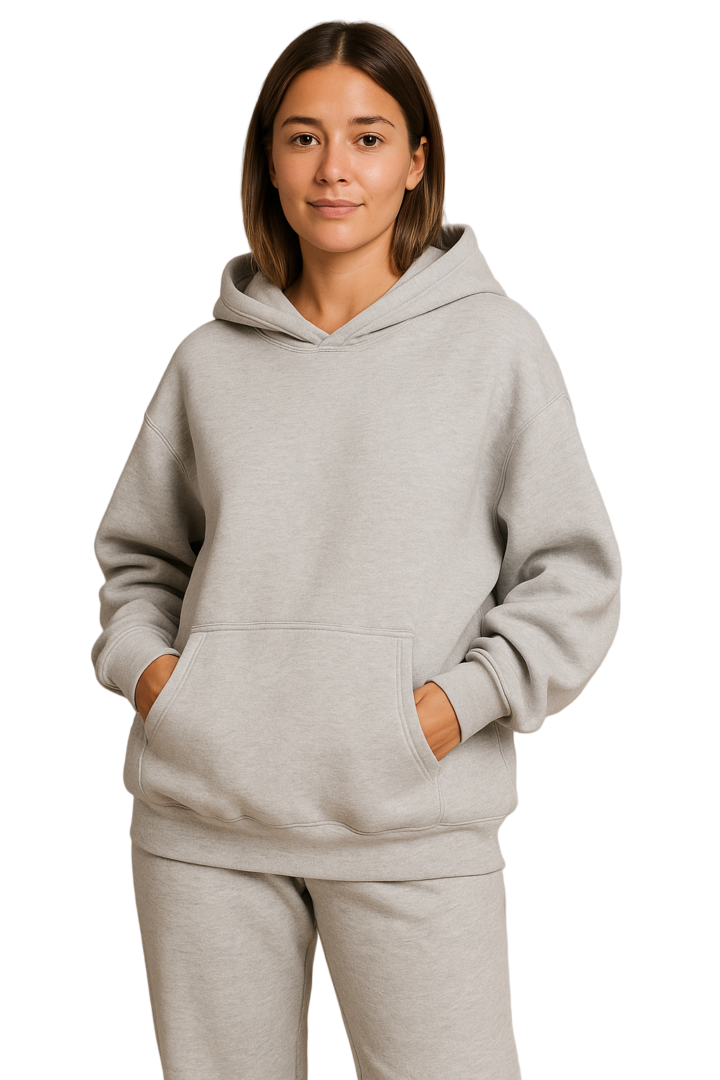 Szara bluza z kapturem o luźnym kroju